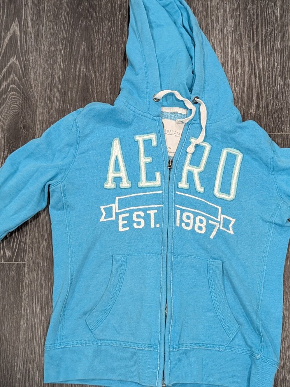Aeropostale Bright Blue Hooded Zip-Up Sweatshirt